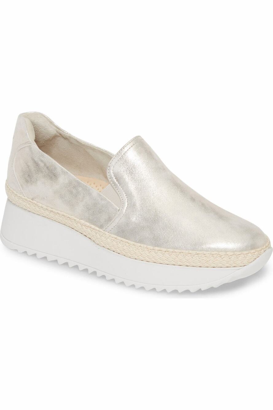 Paul Green Candice Metallic Slip-on Platform Sneaker Leather Size 6 US / 3.5 UK